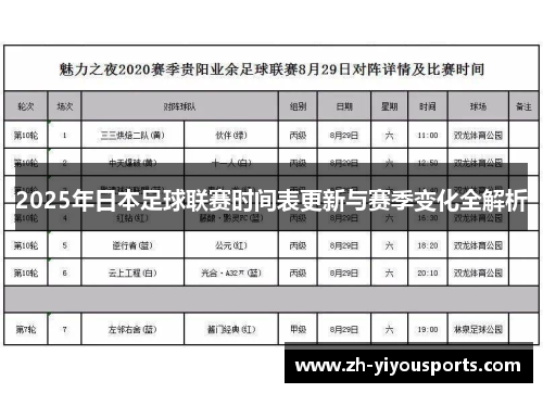 2025年日本足球联赛时间表更新与赛季变化全解析 2025年日本足球联赛时间表更新与赛季变化全解析
